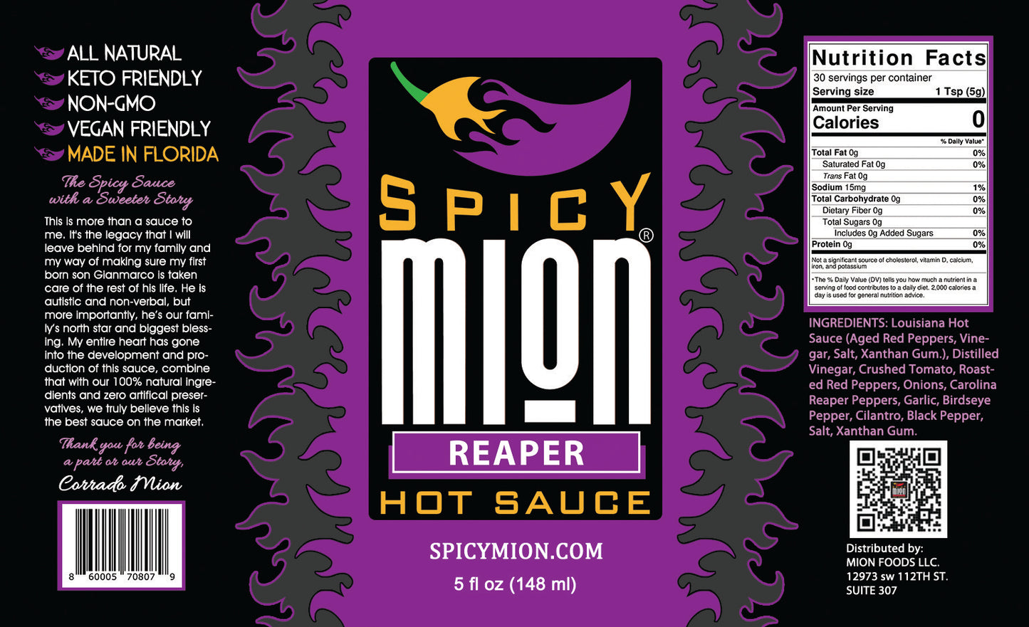 1 Spicy Mion REAPER Hot Sauce - 5 FL OZ